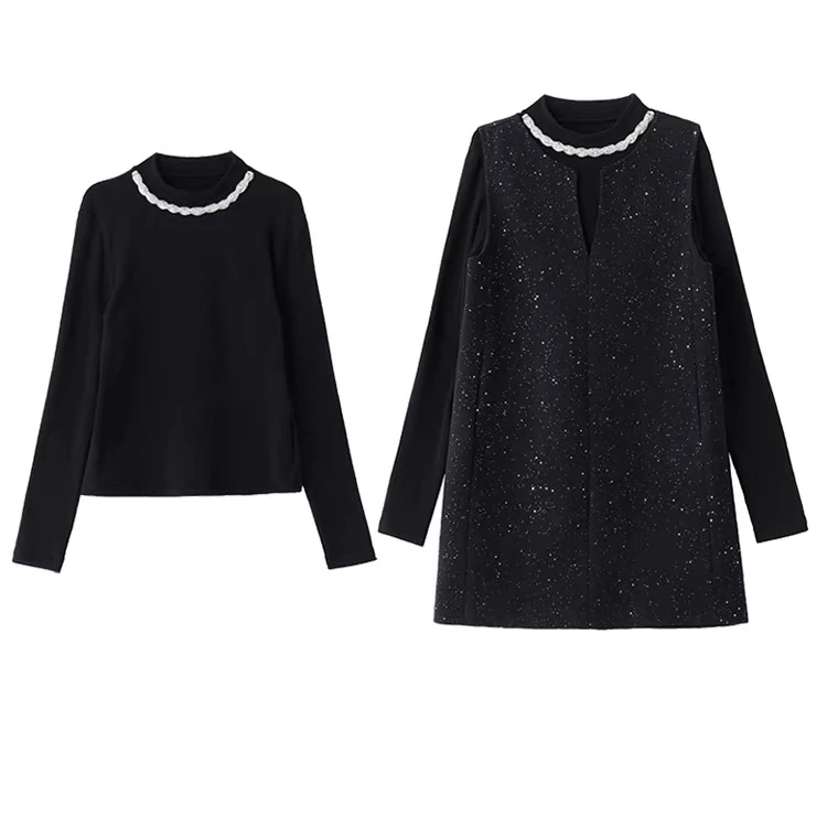 (现货）微胖大码女装高级感欧货小香两件套背心裙