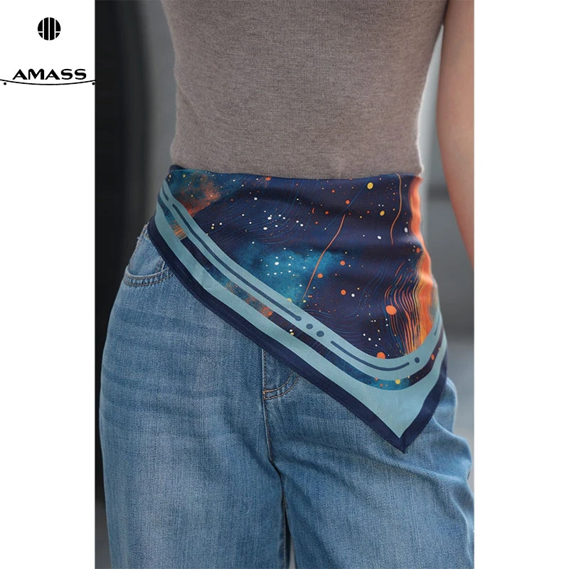 AMASS/阿玛施时尚优雅气质星空印花百搭丝巾造型搭配女士580056