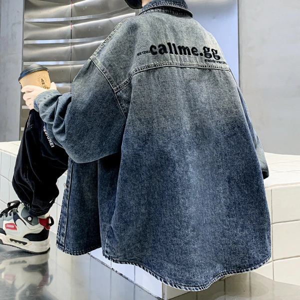 春秋款洋气炸街中大童春装外套潮牌2025男童衬衣衬衫牛仔儿童新款