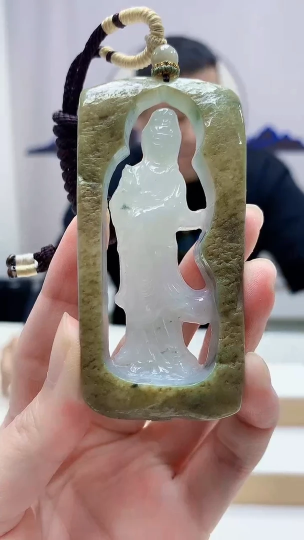 未镶嵌定制翡翠4898zm-毛货挂件观音68
