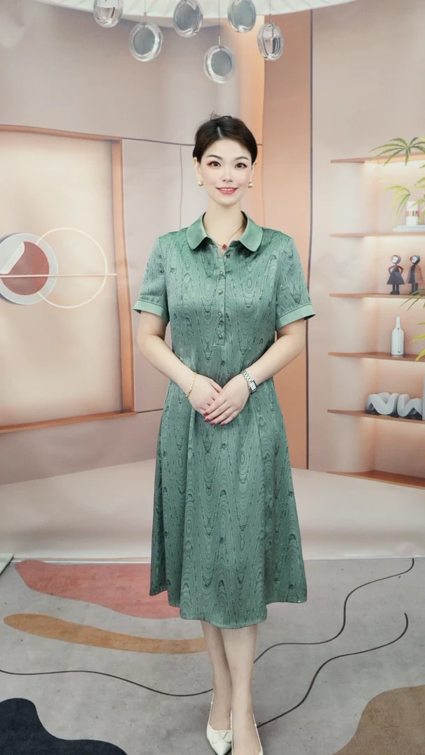 桑丝缎爆款上新气质国风连衣裙0170