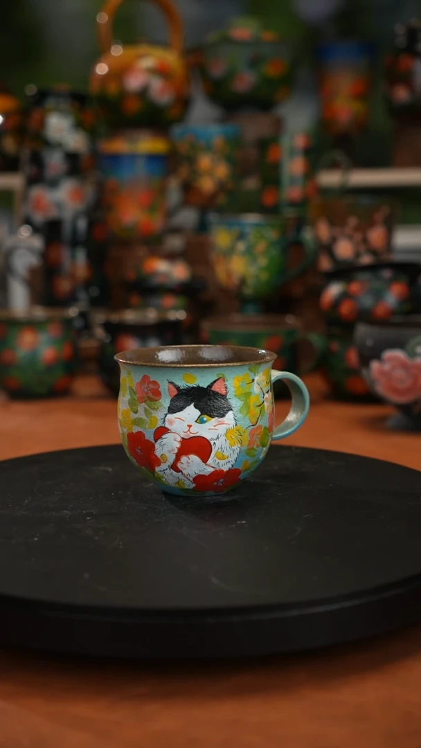 紫砂油画釉下彩手绘
