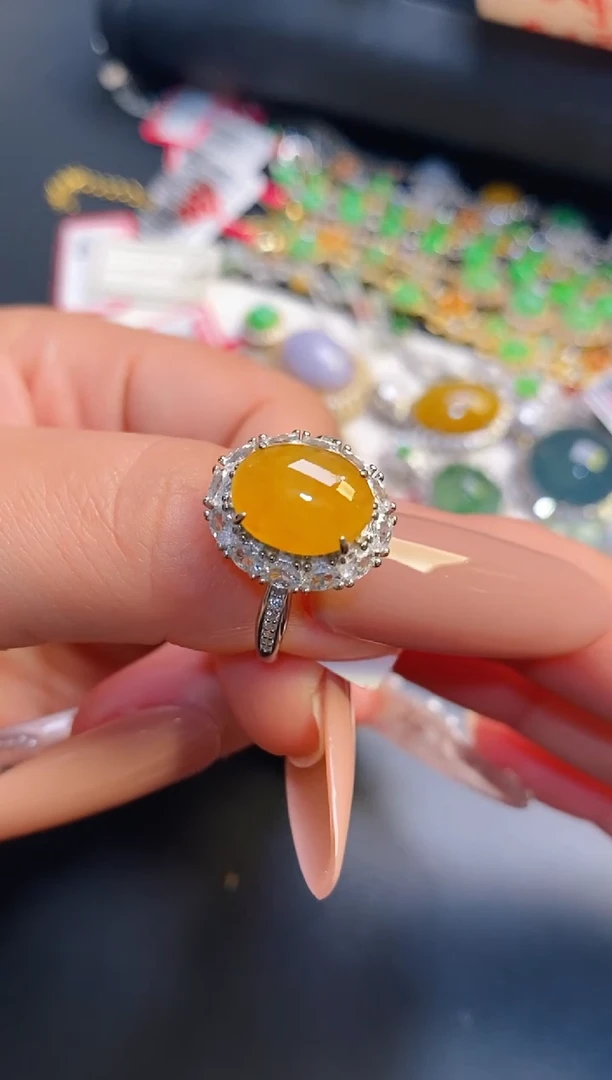 银S925镶嵌戒指翡翠天然