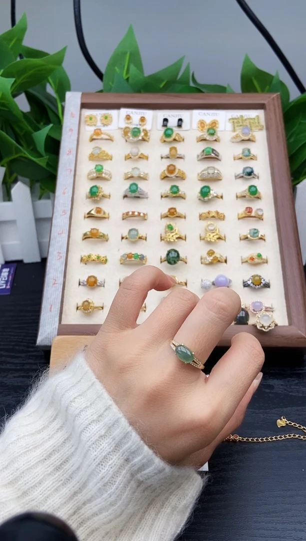 银S925镶嵌戒指翡翠12