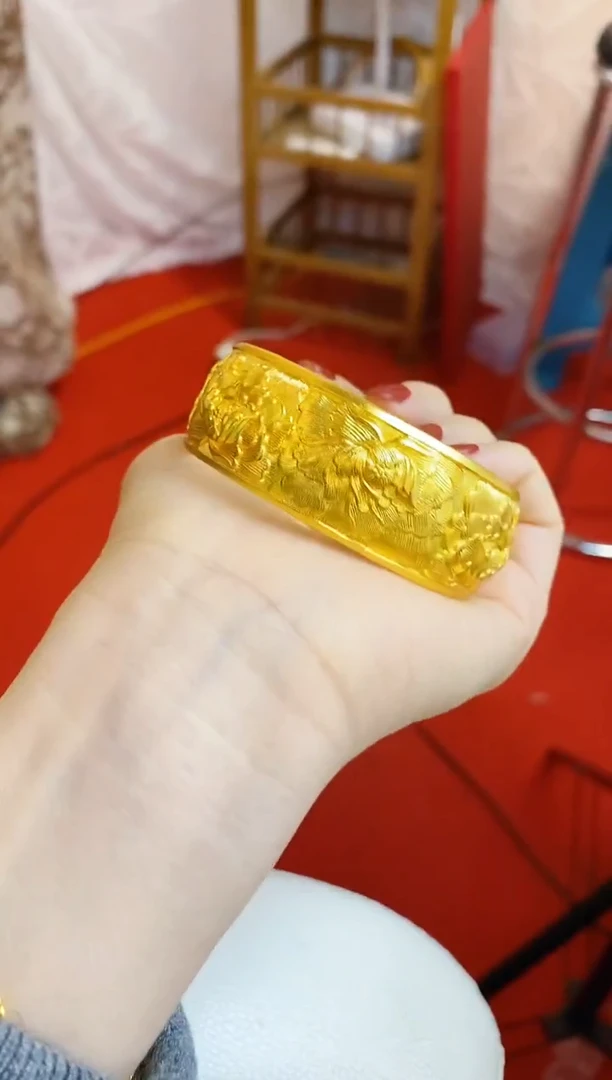 合金无044宽牡丹大手镯