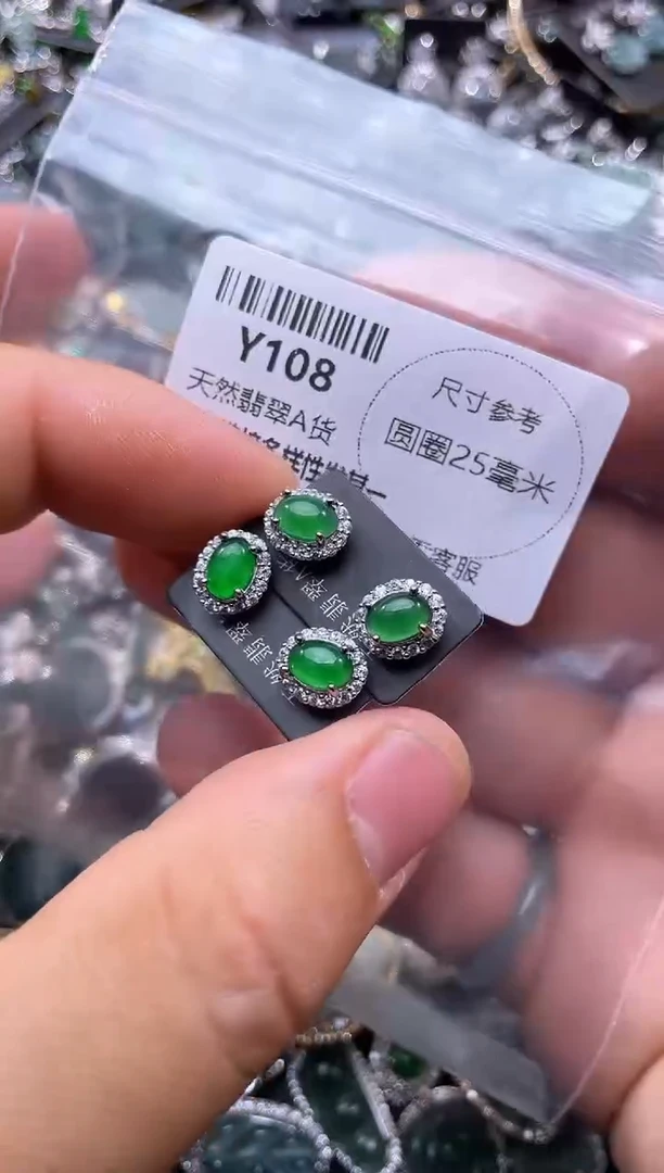 【闪购商品】翡翠颈饰未镶嵌Y108耳钉 多样性发其一
