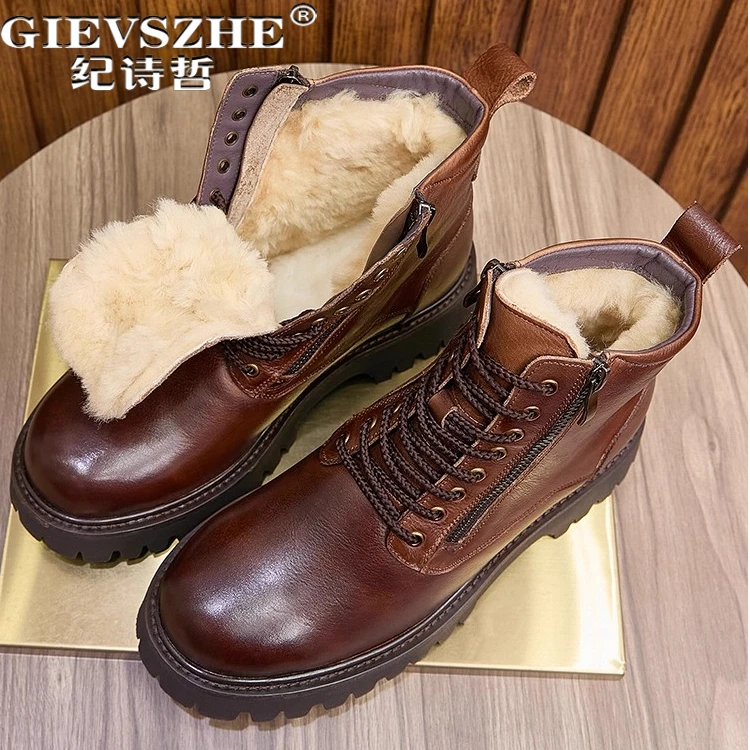 纪诗哲男鞋复古透气百搭短靴男款时尚加绒休闲鞋子潮流厚底马丁靴