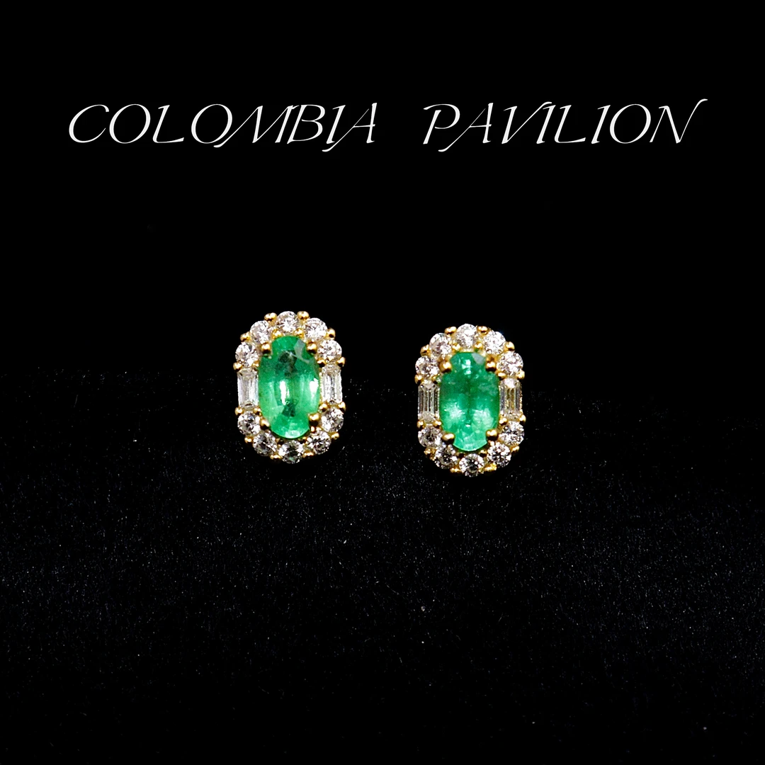 9202-祖母绿耳钉-经典戴妃款-3mm*5mm*2颗