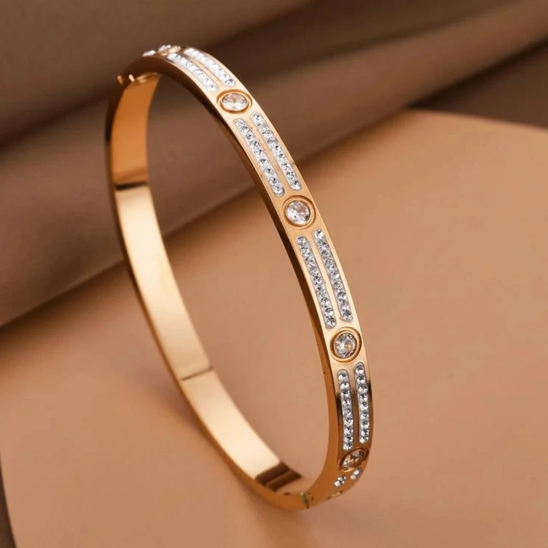 QIANSHI/牵饰 铜合金手镯 满天星窄版螺丝钉手环轻奢百搭手链A