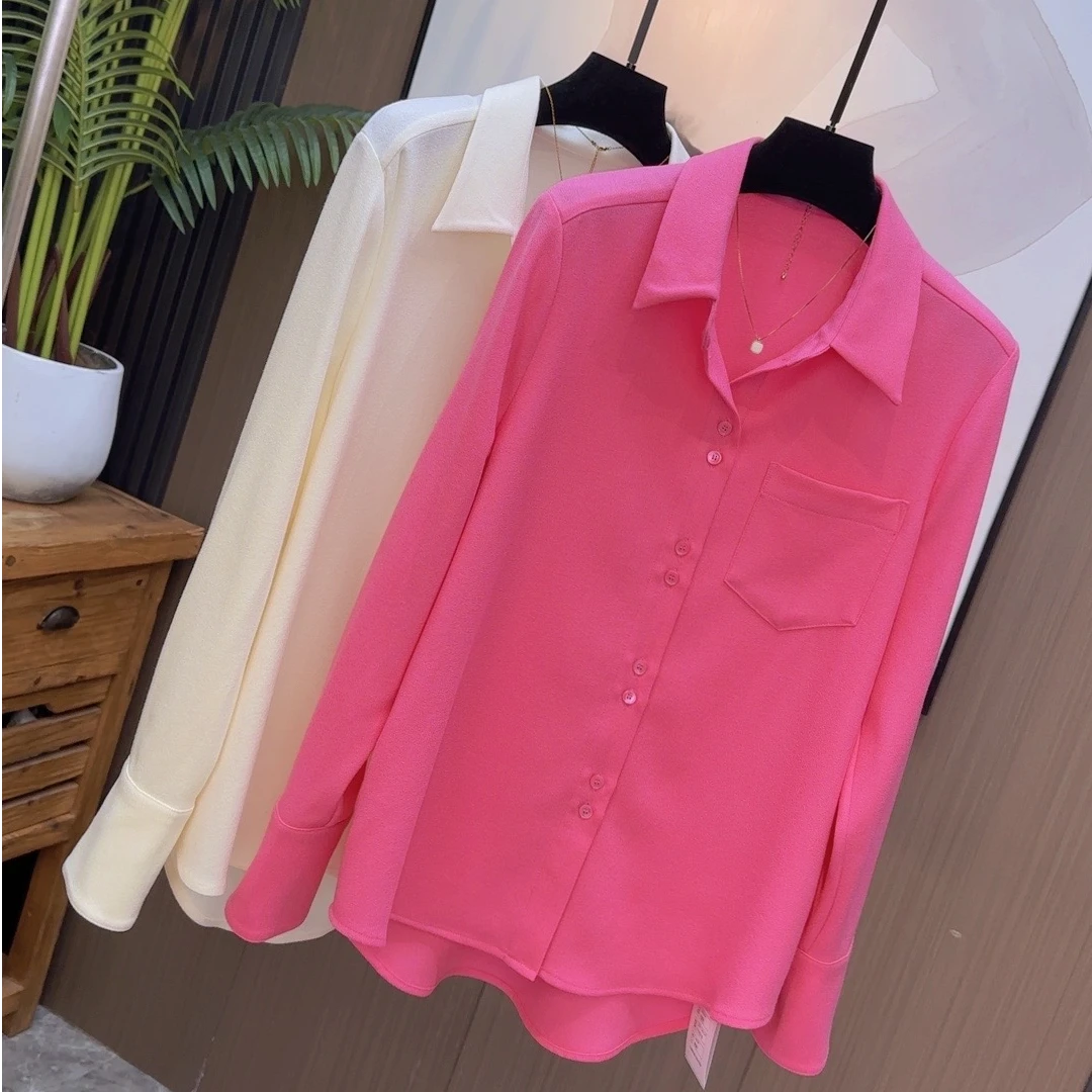宽松羊毛休闲百搭衬衫袖成人衬衫小众韩版衬衣时尚纯色显瘦