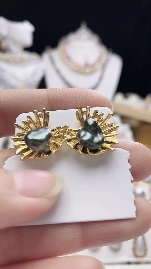 【闪购商品】海水珍珠耳钉银S925镶嵌海水keshi珍珠耳钉