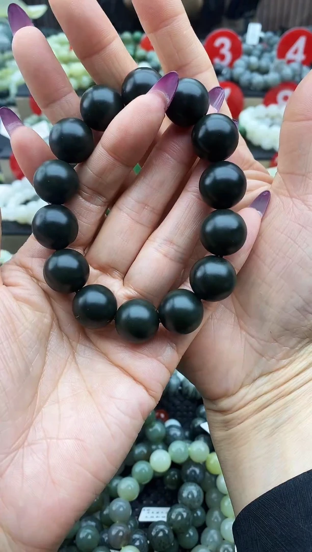 未镶嵌手串和田玉沙枣青一线天16