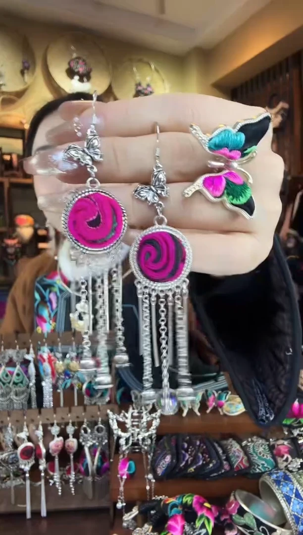 刺绣非遗刺绣民族风耳环