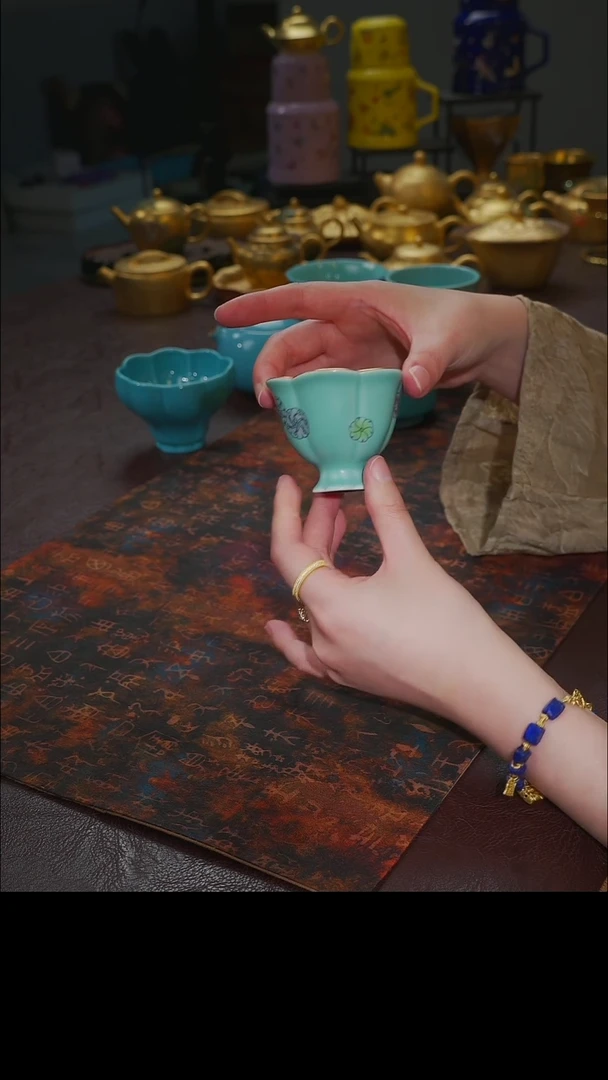 杯【宜景窑天水碧鎏金系列】杯子