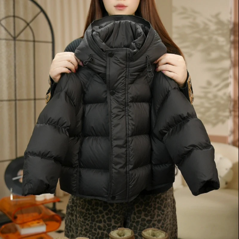 【柚厘】现货 2025款儿童韩版时尚双倍充绒连帽白鸭绒羽绒服 25601