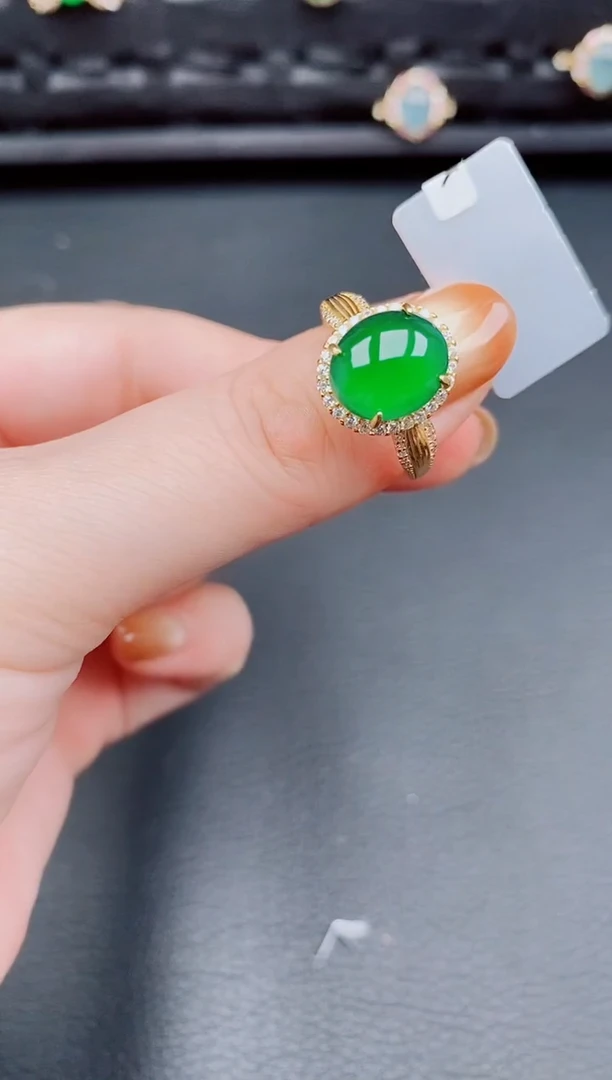 【闪购商品】翡翠戒指银S925镶嵌天然a货翡翠212