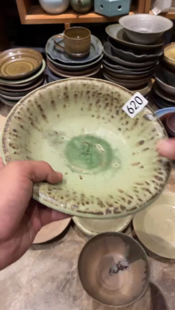 瓷片晏**妈620粗陶异形手工盘1个