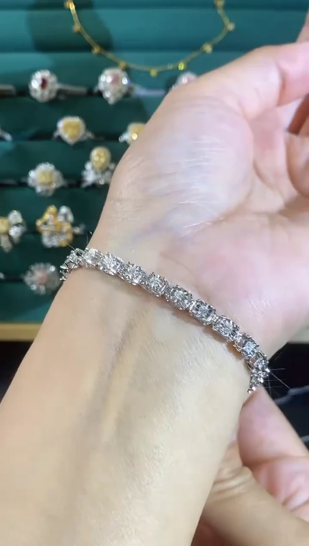 铂Pt950镶嵌手链钻石123