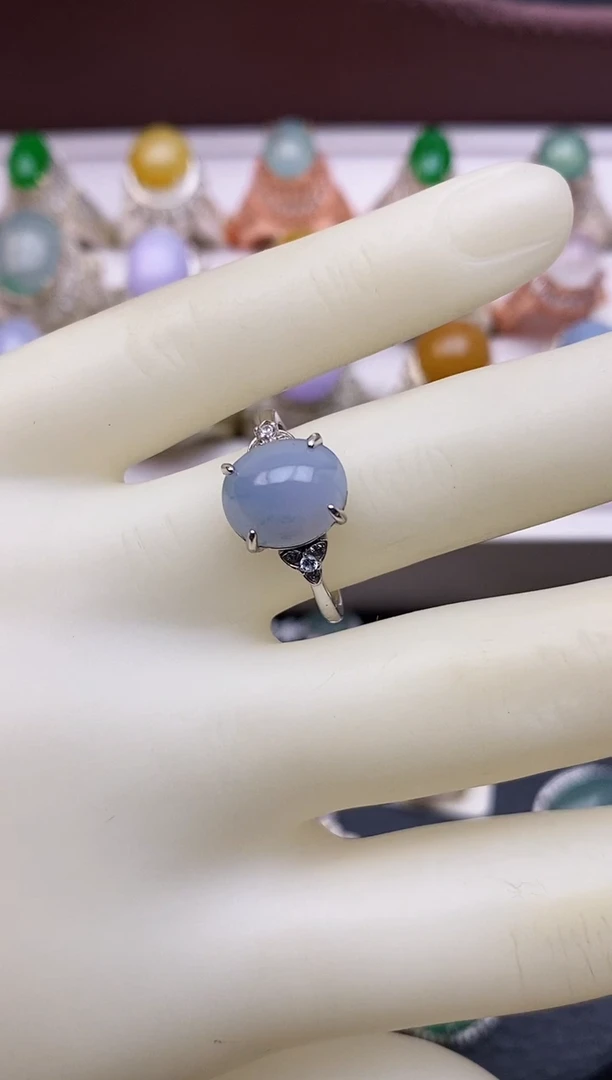 翡翠戒指银S925镶嵌/0018