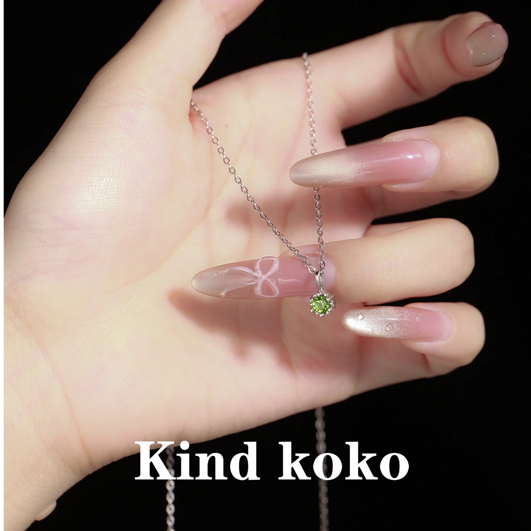 kind koko 钛钢项链 一颗绿钻项链女ins轻奢满天星波光粼粼锁骨链