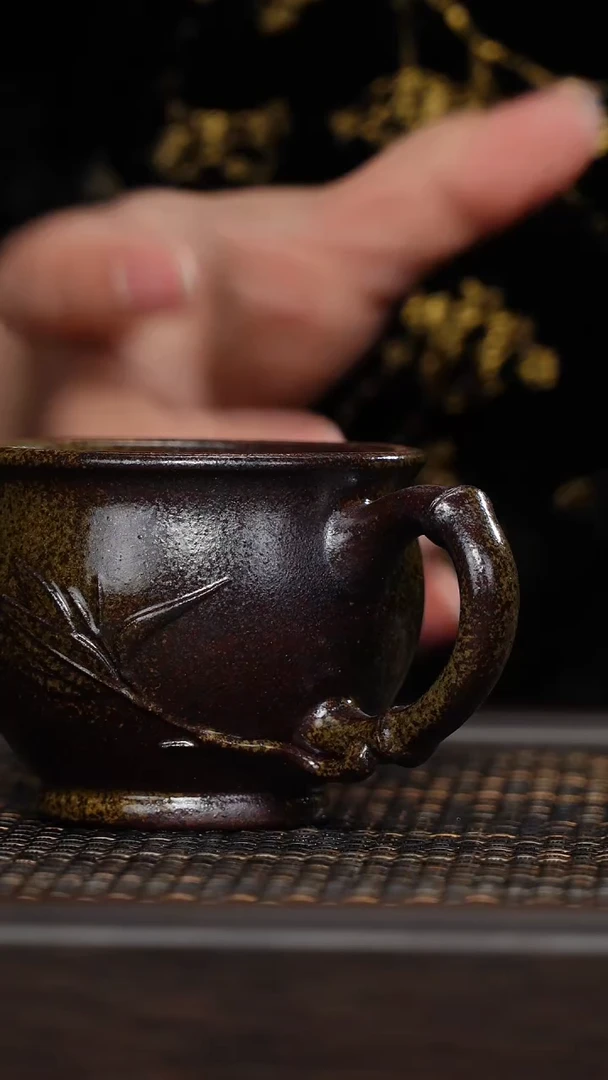 【闪购商品】紫砂茶杯福利紫砂柴烧竹子手把