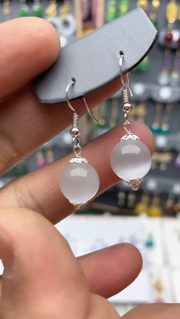 【闪购商品】玛瑙/玉髓耳坠银S925镶嵌时尚耳饰111