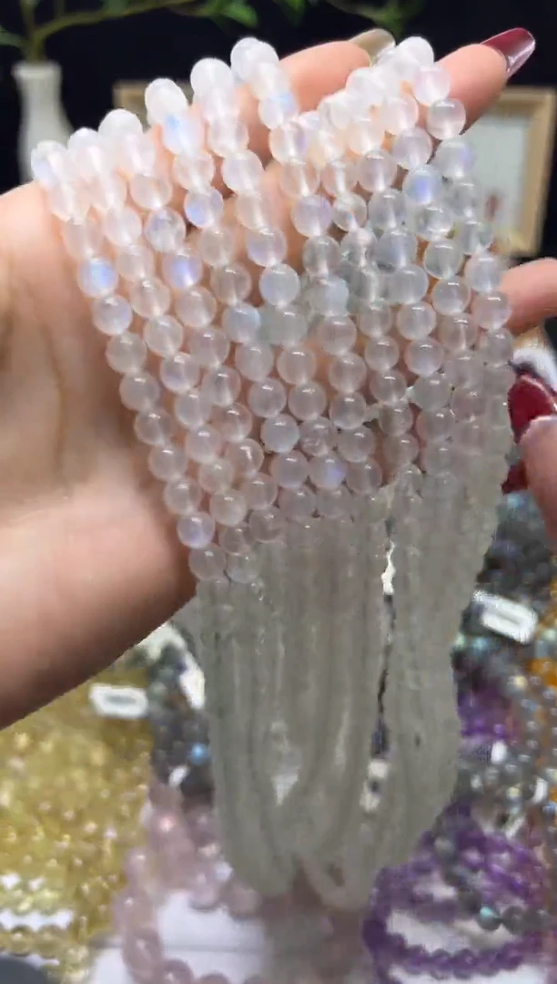【闪购商品】长石手链未镶嵌7mm进阶蓝月光3圈 默认微瑕介意勿拍