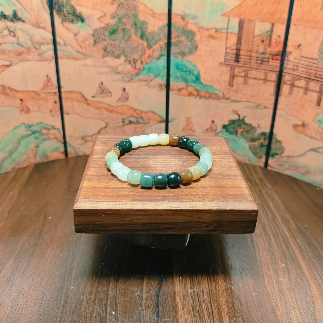 Y和田玉多宝桶珠手串（卡8）0342