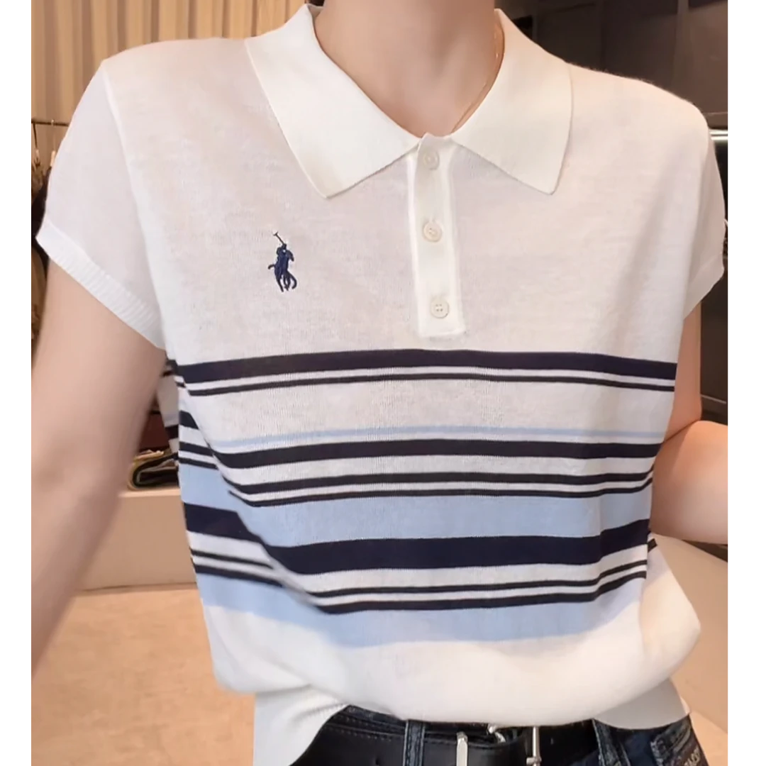 翻领设计感时尚百搭短袖显瘦t恤女2025早秋款宽松休闲百搭上衣