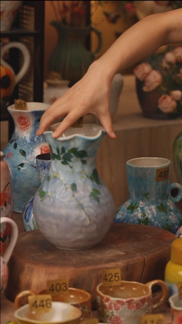 陶瓷景德镇设计师手作花器摆件侘寂风377