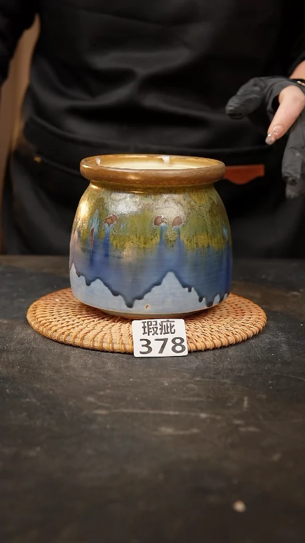 【闪购商品】瓷片378泥泥手工花盆口10高12