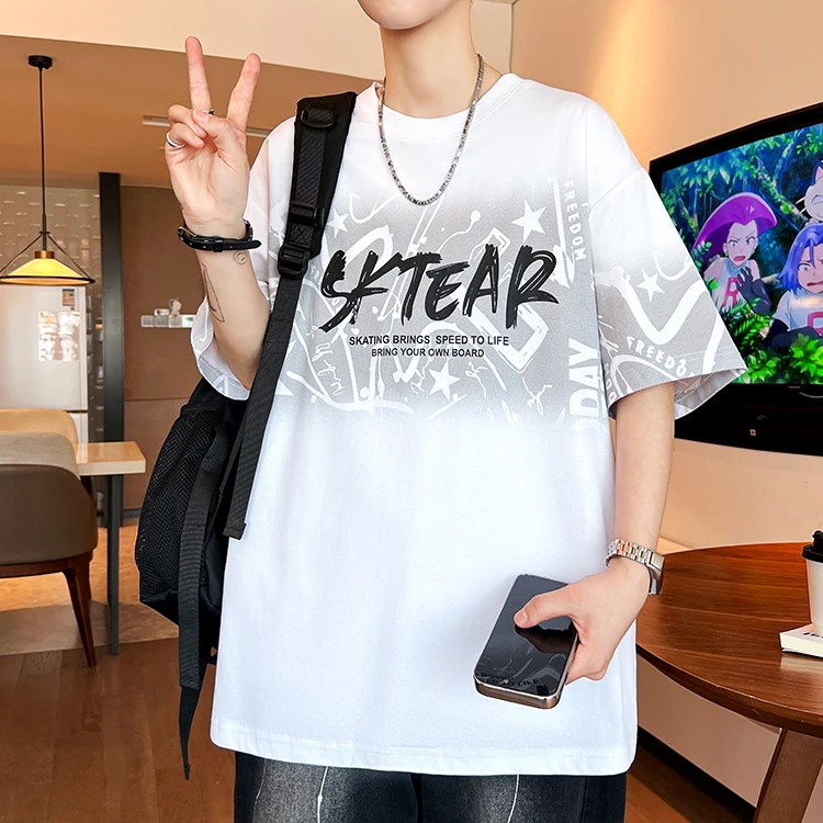 青少年男生短袖T恤2025夏季新款冰氧棉体恤潮流百搭舒适透气半袖