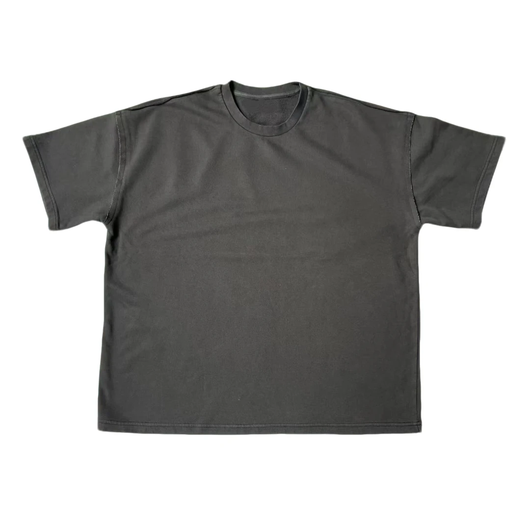 夏季纯色复古休闲美式宽松基础百搭洗水做旧短袖T恤（直播间过款）