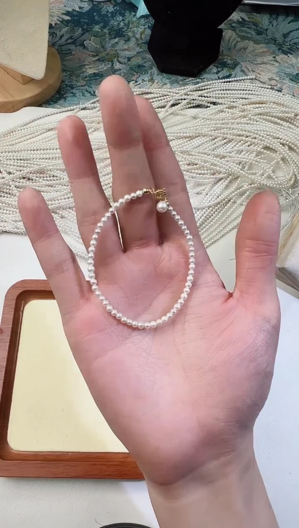 银S925镶嵌淡水珍珠11111天然珍珠手链