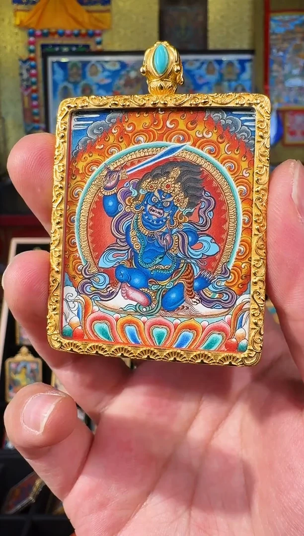 吊坠新年福利纯手绘唐卡尕藏才让老师不动明王