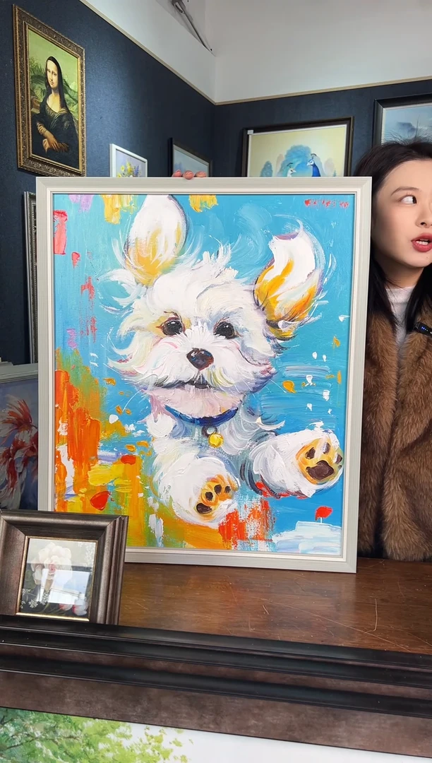 【闪购商品】油画6号 50*60 萌宠小狗-手绘油画