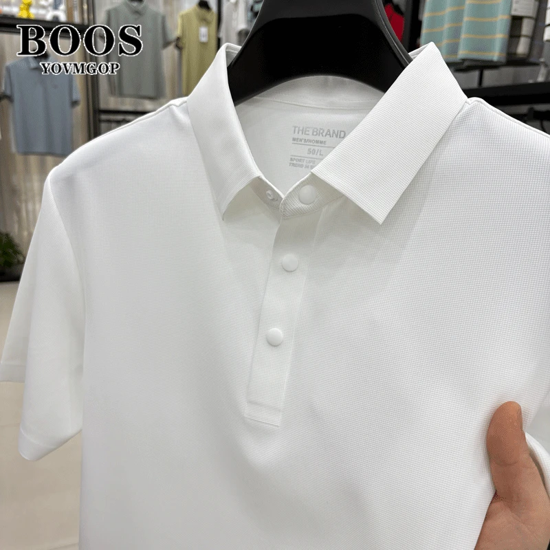 【专柜正品】蛇年新款男士夏季冰丝短袖POLO衫纯色翻领T恤冰感凉爽
