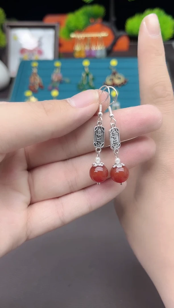 【闪购商品】南红玛瑙耳饰银S925镶嵌730000