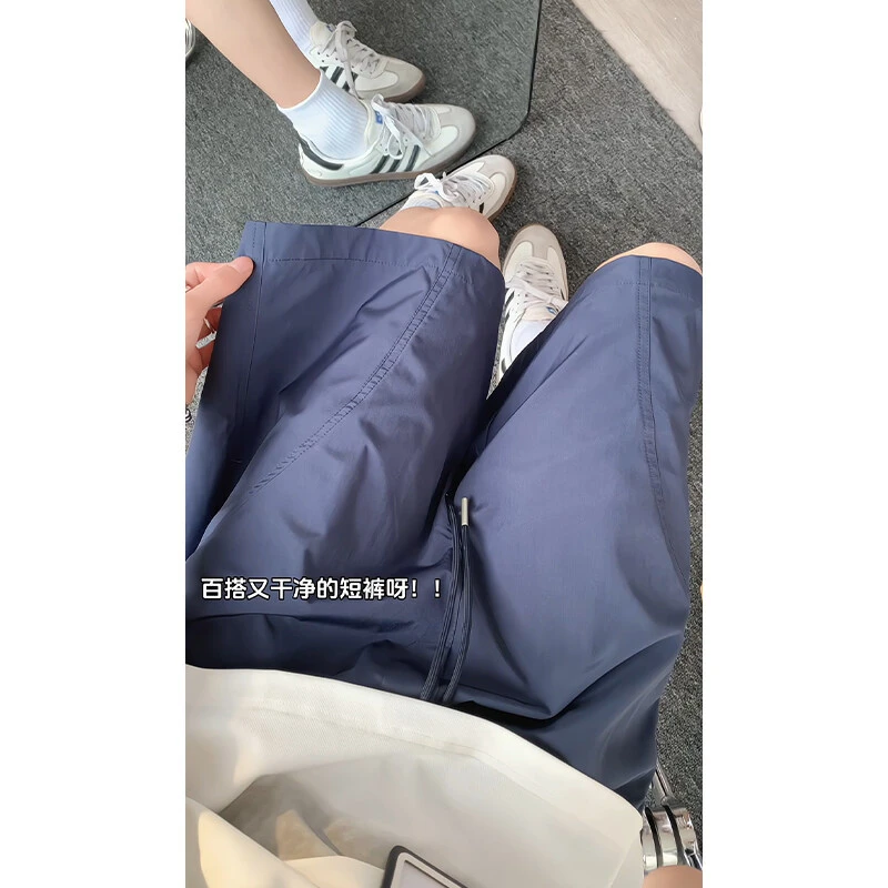 美式斜切休闲短裤男款夏季潮牌拼接宽松薄款速干篮球运动四分裤子