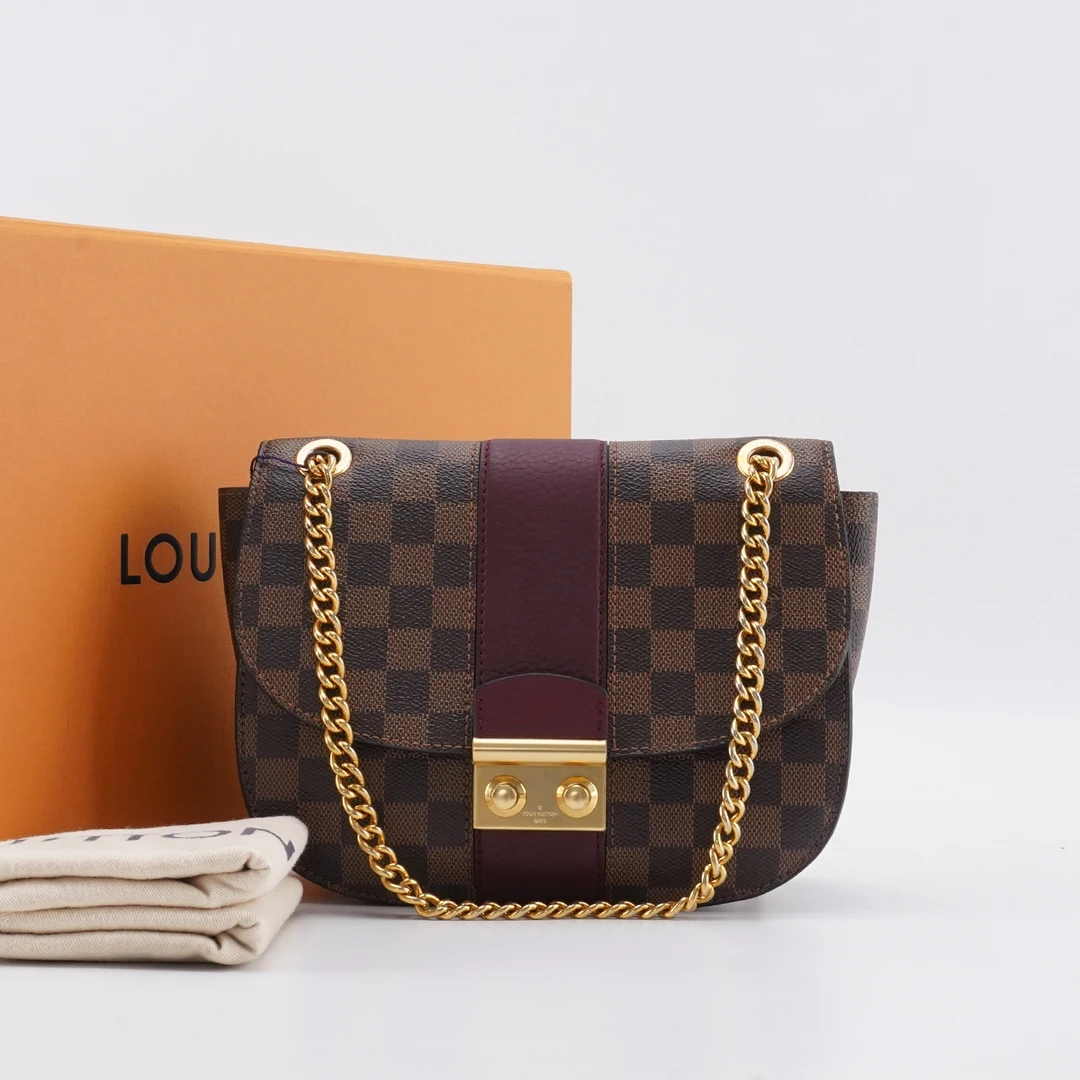 95新 LouisVuitton/路易威登 棕棋盘格拼红色马鞍包/BGK115910002