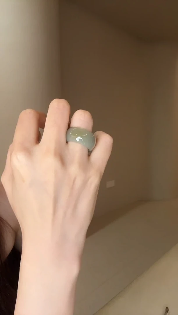 未镶嵌戒指和田玉16码糖青(宽轮胎)