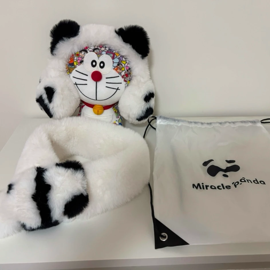 【奈斯逛米国专属】可爱熊猫耳罩围巾獭兔毛秋冬高级感保暖护颈围巾