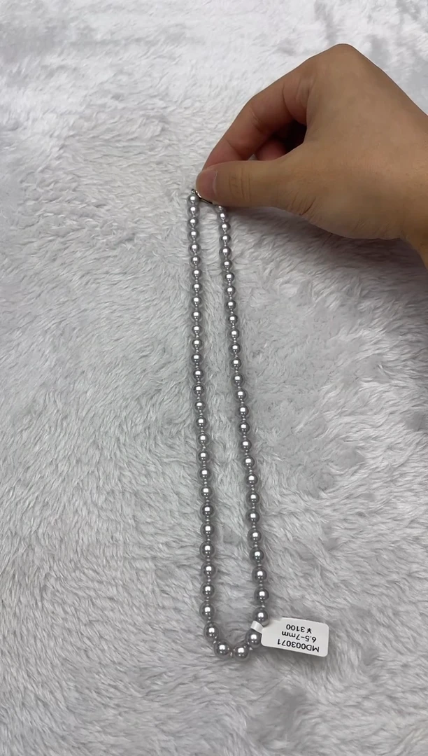 海水珍珠银S925镶嵌项链AK真多麻6.5-7mm
