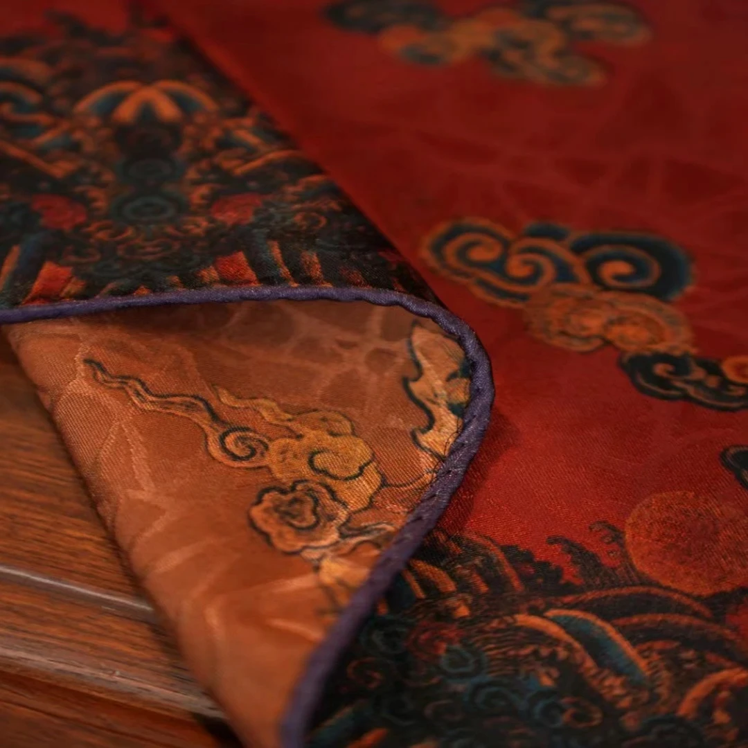 A306【凤求凰】香云纱军裂纹轻奢高定披肩丝巾70*180