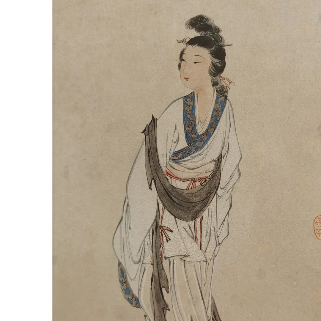 【辽拍】V240112-2-133《仕女》（0.6平尺) 纸本镜片  dll1108