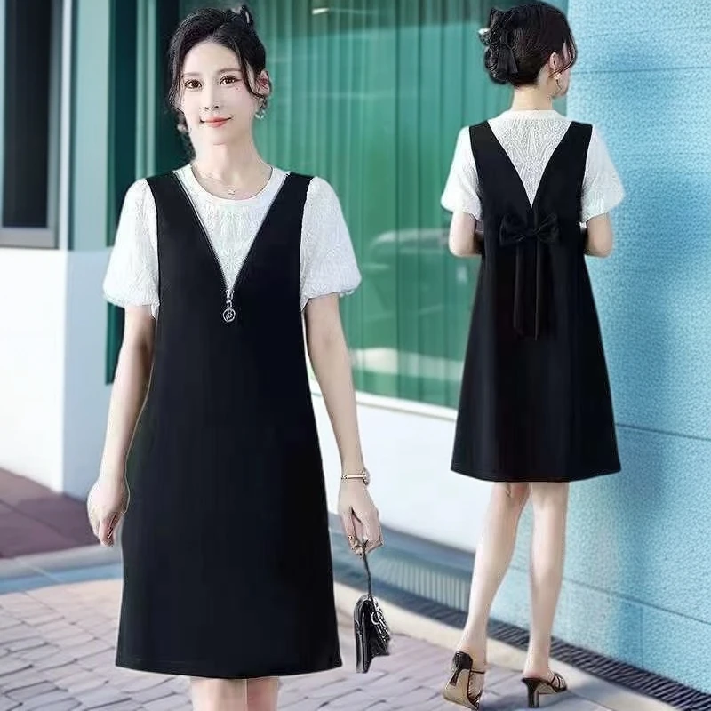 922#【木兮兮专属】2025年夏新款气质时尚百搭显瘦蕾丝中长款连衣裙