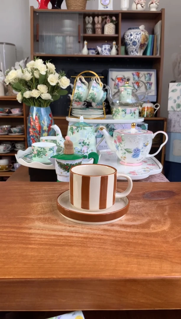 陶瓷【限时福利】红色条纹杯碟