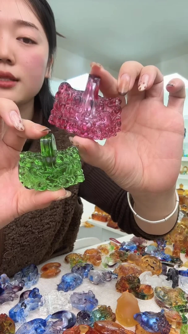手工艺品琉璃红色+绿色