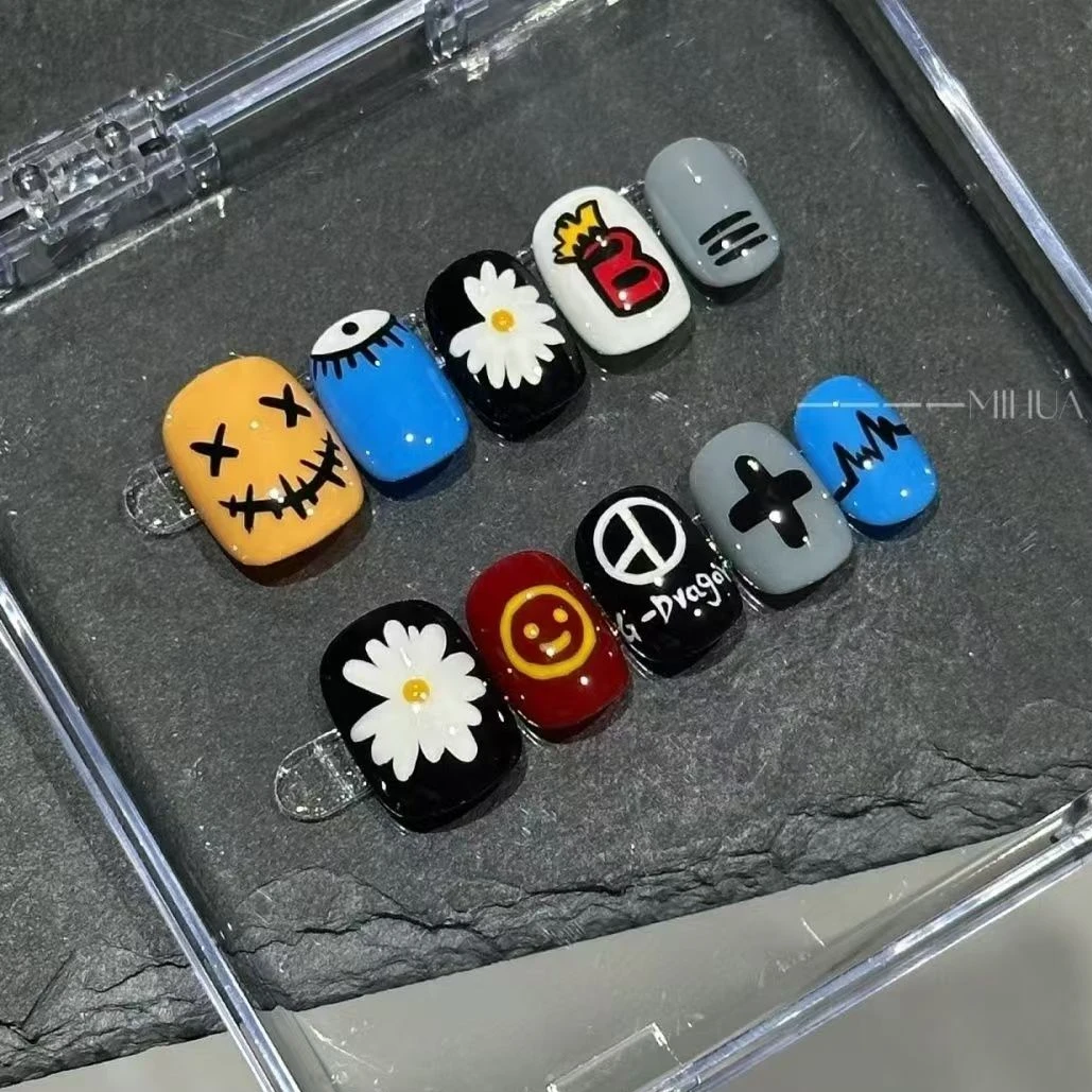 纯手工穿戴甲秋冬权志龙原创定制爱豆光疗甲显白百搭风男生美甲