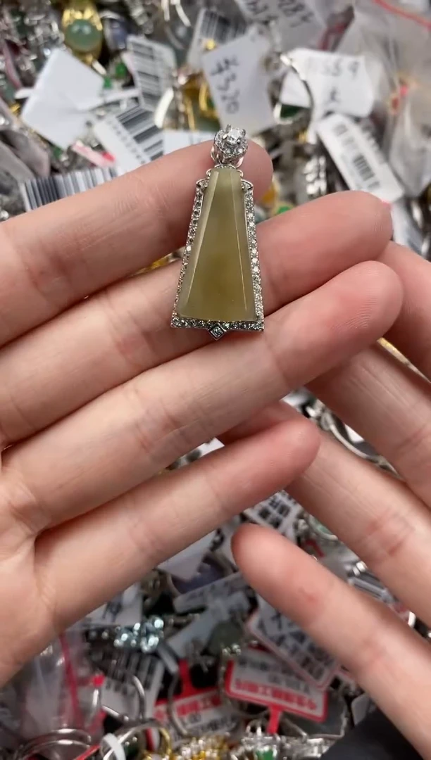 银S925镶嵌戒指翡翠444----5